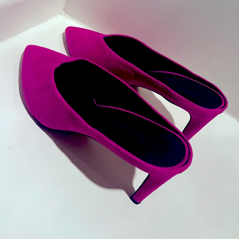 Rebecca Minkoff Graciano fuschia pink mules heels size 10 - Picture 2 of 3
